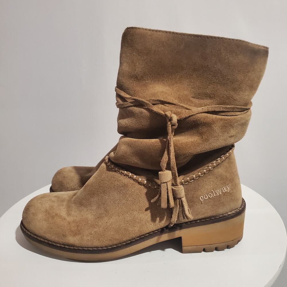 Coolway Just be Young Suede Slouchy Fleece Lined Tassel Lug Sole Boots 39 US 8